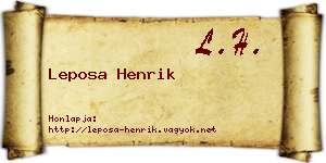 Leposa Henrik névjegykártya